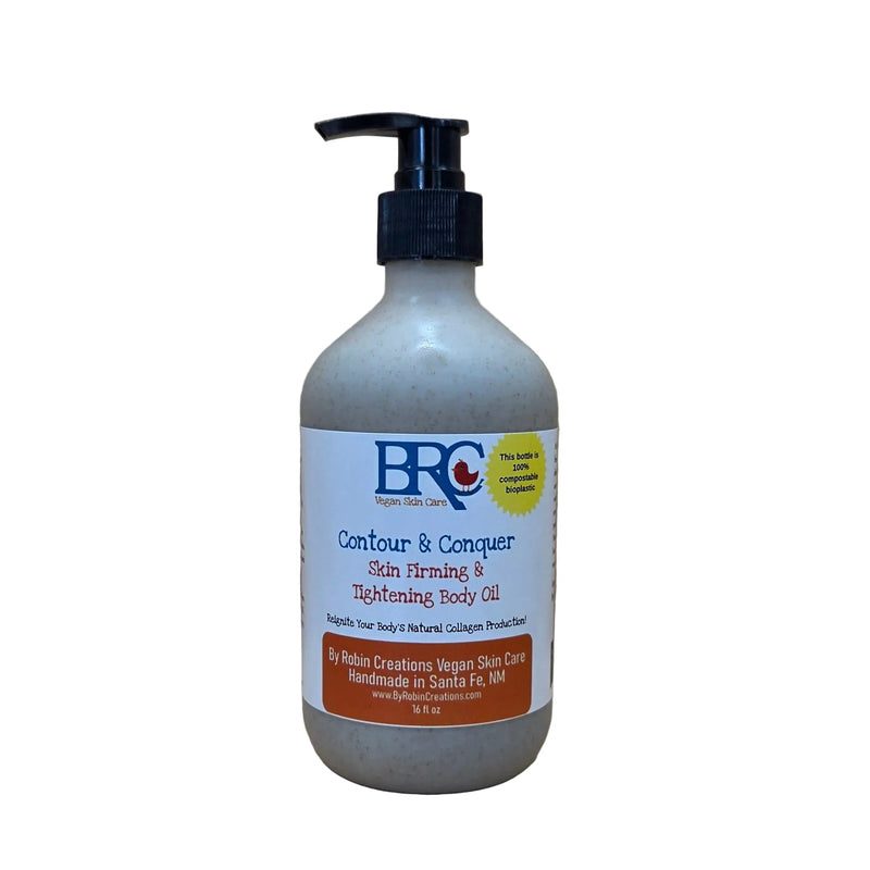 By Robin Creations Contour & Conquer Natural Skin Firming & Tightening Body Oil for Loose Skin Lotion & Moisturizer White Smoke 16oz Biodegradable Wheat Straw Bottle