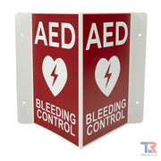 True Rescue Transforming AED / BC Wall Sign - Red Bleeding Control Sign White Smoke