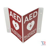 True Rescue Transforming AED / BC Wall Sign - Red Bleeding Control Sign White Smoke