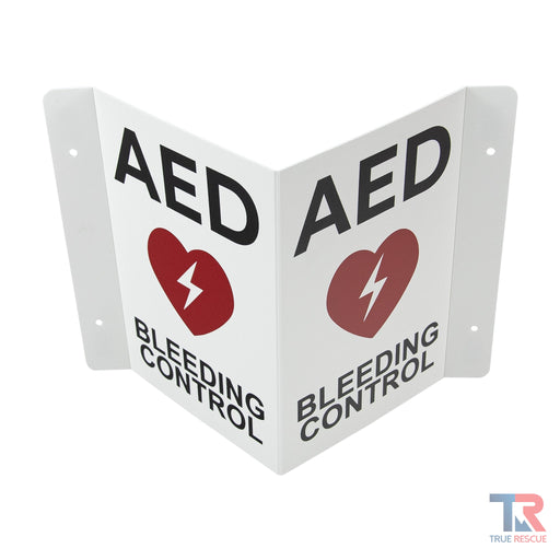 True Rescue Transforming AED / BC Wall Sign Bleeding Control Sign White Smoke
