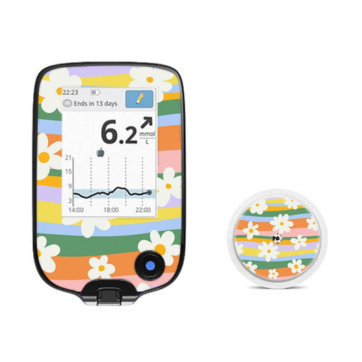 Peelz Floral Swirls Freestyle Libre 2 Peelz/Stickers White Smoke Receiver + Sensor