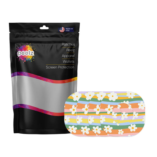 Peelz Floral Swirls Dexcom G7 and Stelo Patch Tape - Pump Peelz Patch Medical Tape White Smoke 4-Pack (Set of 4 Patches)