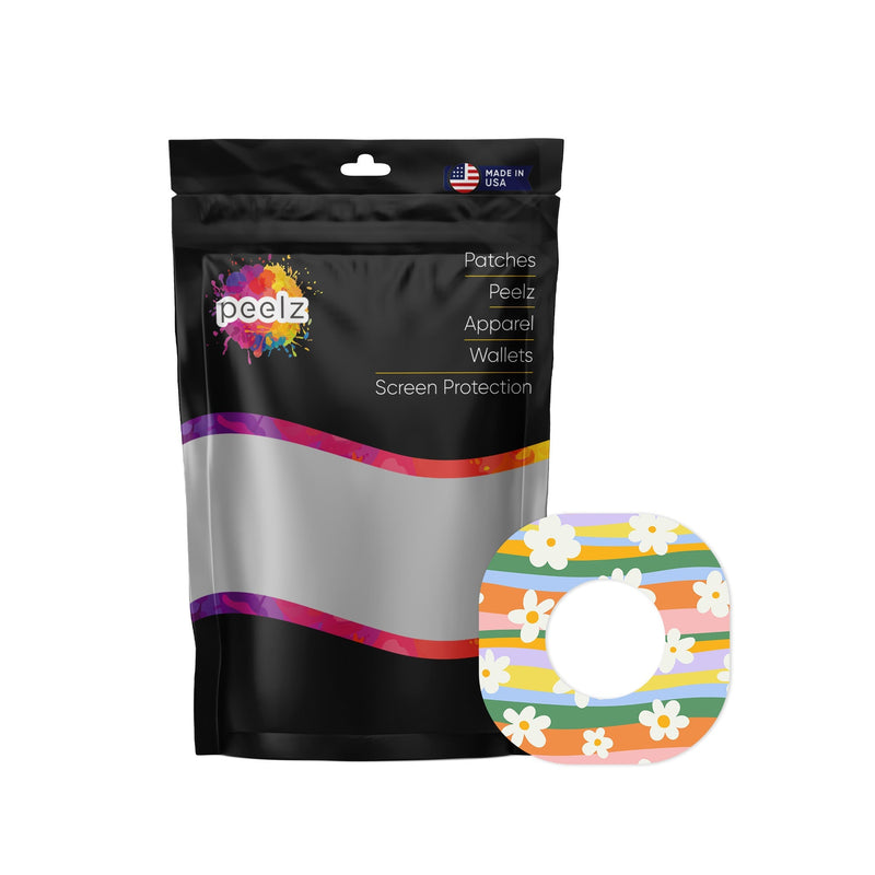Peelz Floral Swirls Dexcom G7 and Stelo Patch Tape - Pump Peelz Patch Medical Tape White Smoke 12-Pack (Set of 12 Patches),1-Single (One Patch)