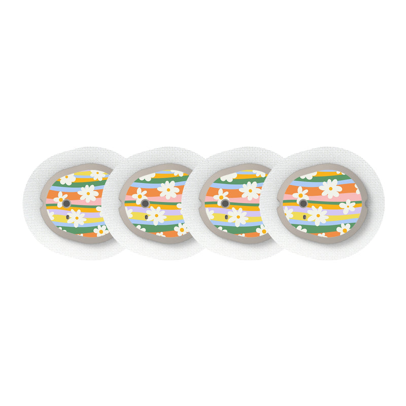 Peelz Floral Swirls Sticker Designed for the DEXCOM G7 and Stelo Transmitter Peelz/Stickers White Smoke 4-pack (Set of 4 Stickers)
