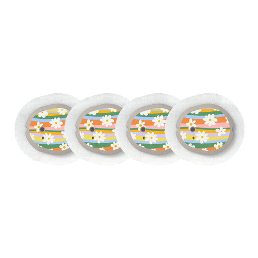 Peelz Floral Swirls Sticker Designed for the DEXCOM G7 and Stelo Transmitter Peelz/Stickers White Smoke 4-pack (Set of 4 Stickers)