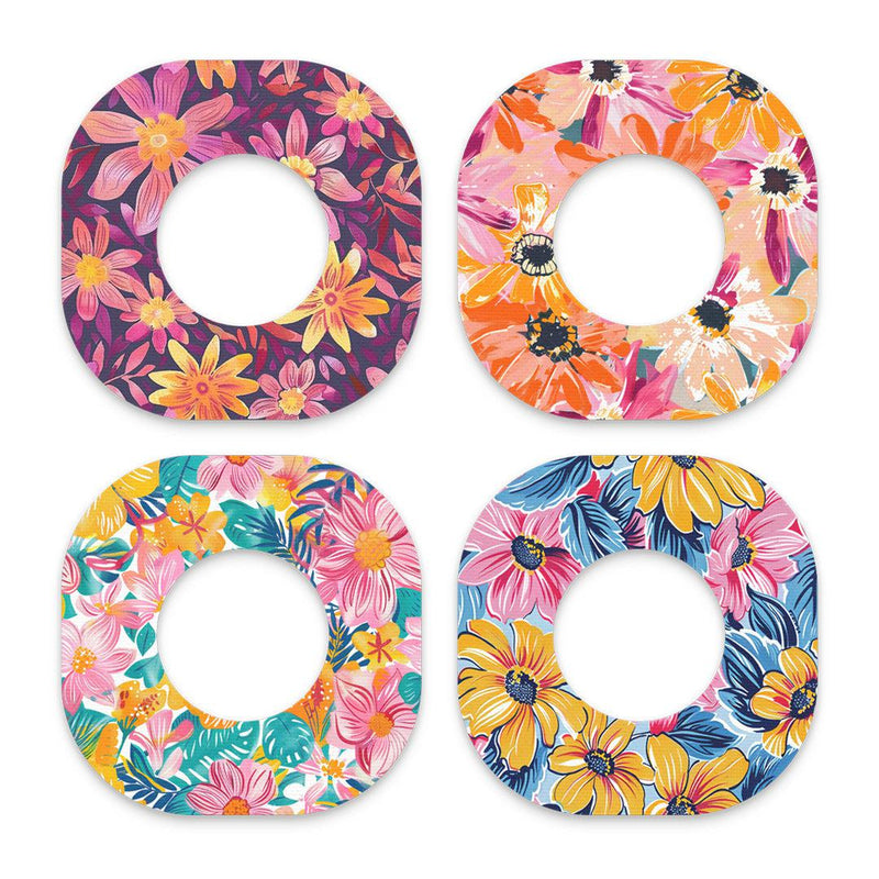 Peelz Floral Variety Dexcom G7 and Stelo Patch Tape - Pump Peelz Patch Medical Tape White Smoke 12-Pack (Set of 12 Patches),4-Pack (Set of 4 Patches)