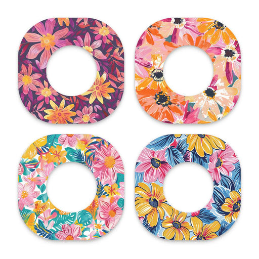 Peelz Floral Variety Dexcom G7 and Stelo Patch Tape - Pump Peelz Patch Medical Tape White Smoke 12-Pack (Set of 12 Patches),4-Pack (Set of 4 Patches)