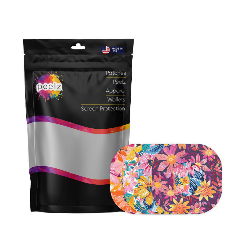 Peelz Floral Variety Dexcom G7 and Stelo Patch Tape - Pump Peelz Patch Medical Tape White Smoke 12-Pack (Set of 12 Patches),4-Pack (Set of 4 Patches)
