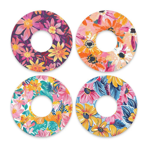 Peelz Floral Variety FreeStyle Libre 3 Plus & Lingo  Patch Tape - Pump Peelz Patch Medical Tape White Smoke 12-Pack (Set of 12 Patches),4-Pack (Set of 4 Patches)
