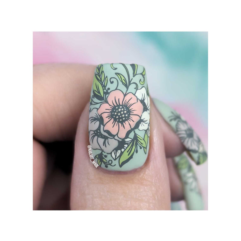 UberChic Beauty Flourishing Paradise Stamping Plate Gray
