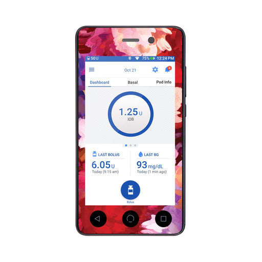 Peelz Flower Bouquet Sticker for Omnipod DASH® PDM – Pump Peelz Peelz/Stickers White Smoke Whole System Peelz (front + case),Front Peelz,Case Peelz