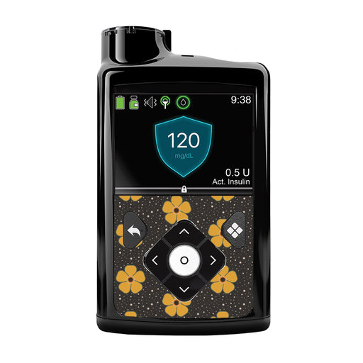 Peelz Flower Power for Medtronic MiniMed 770G & 780G Peelz/Stickers Black Front Peelz