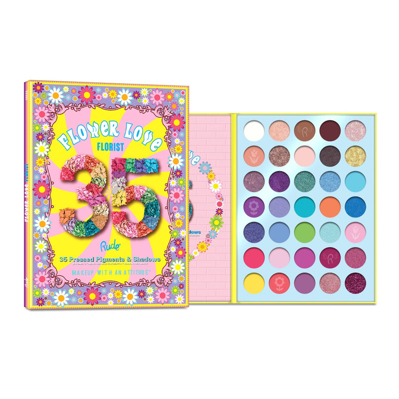 Rude Cosmetics Flower Love 35 Pressed Pigment & Shadows - Florist Eyeshadow Light Gray Florist