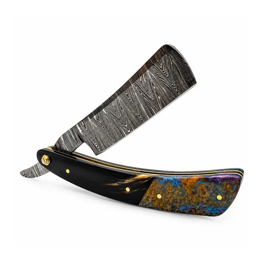Shave Essentials Damascus Steel Straight Razor Razors & Razor Blades White Smoke Prism Edge