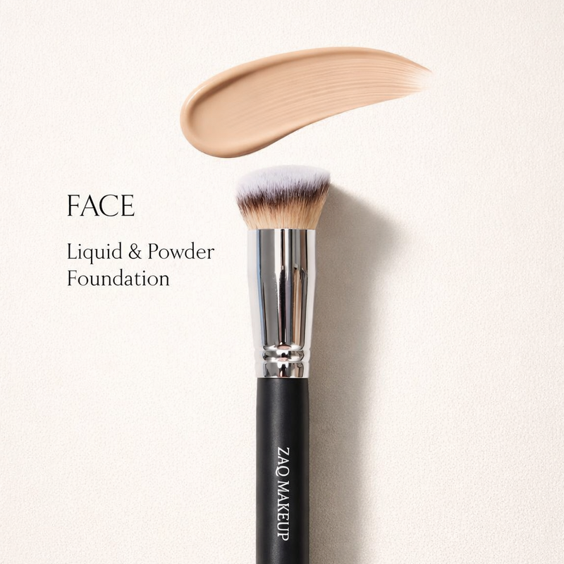 ZAQ Skin & Body ANGLED ROUNDED FOUNDATION BRUSH Make Up White Smoke
