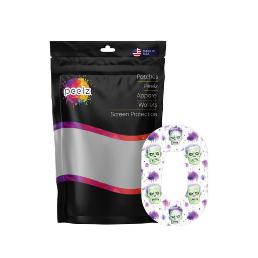 Peelz Frankenmonster Dexcom G6 Patch Tape - Pump Peelz Patch Medical Tape White Smoke 12-Pack (Set of 12 Patches),4-Pack (Set of 4 Patches)