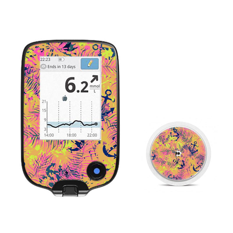 Peelz Electric Island Freestyle Libre 2 Sticker - Pump Peelz Peelz/Stickers White Smoke Receiver + Sensor,Sensor Only