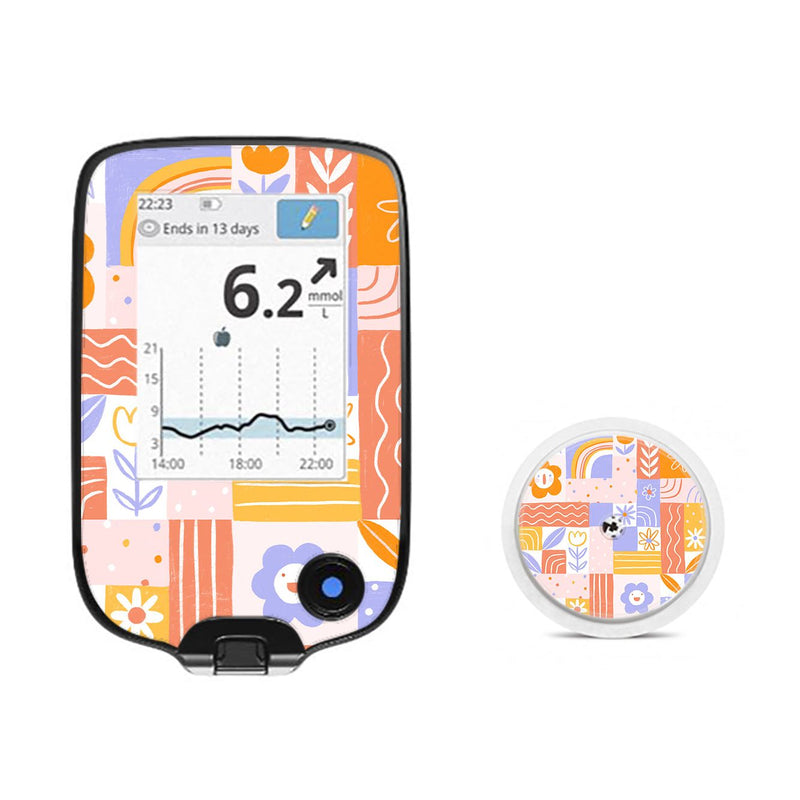 Peelz Wildflower Doodle Freestyle Libre 2 Sticker - Pump Peelz Peelz/Stickers White Smoke Receiver + Sensor,Sensor Only
