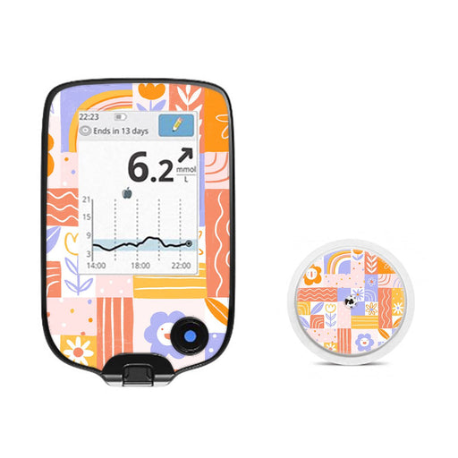Peelz Wildflower Doodle Freestyle Libre 2 Sticker - Pump Peelz Peelz/Stickers White Smoke Receiver + Sensor,Sensor Only