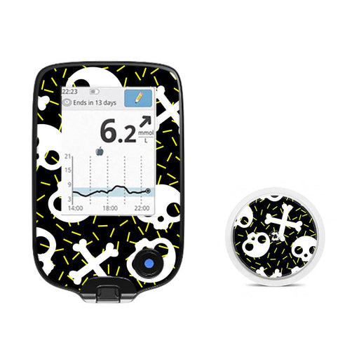 Peelz Bone Pop Freestyle Libre 2 Sticker - Pump Peelz Peelz/Stickers White Smoke Receiver + Sensor,Sensor Only