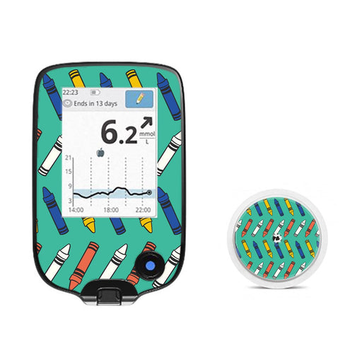 Peelz Crayon Pop Freestyle Libre 2 Sticker - Pump Peelz Peelz/Stickers White Smoke Receiver + Sensor,Sensor Only