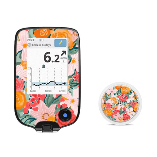Peelz Blush Blossom Freestyle Libre 2 Peelz/Stickers White Smoke Receiver + Sensor,Sensor Only