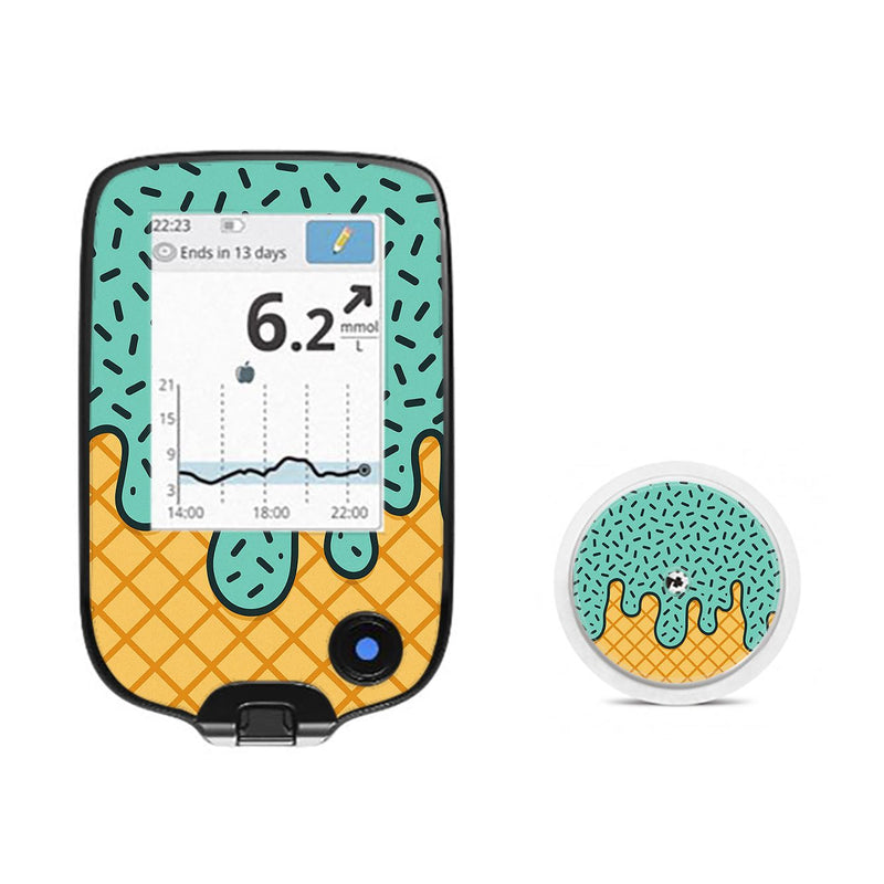 Peelz Ice Cream Social Freestyle Libre 2 Sticker - Pump Peelz Peelz/Stickers White Smoke Receiver + Sensor,Sensor Only