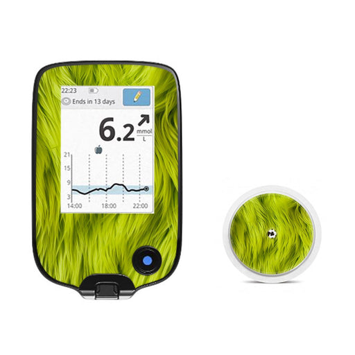 Peelz Green Fur Sticker for Freestyle Libre 2 Peelz/Stickers White Smoke Receiver + Sensor,Sensor Only