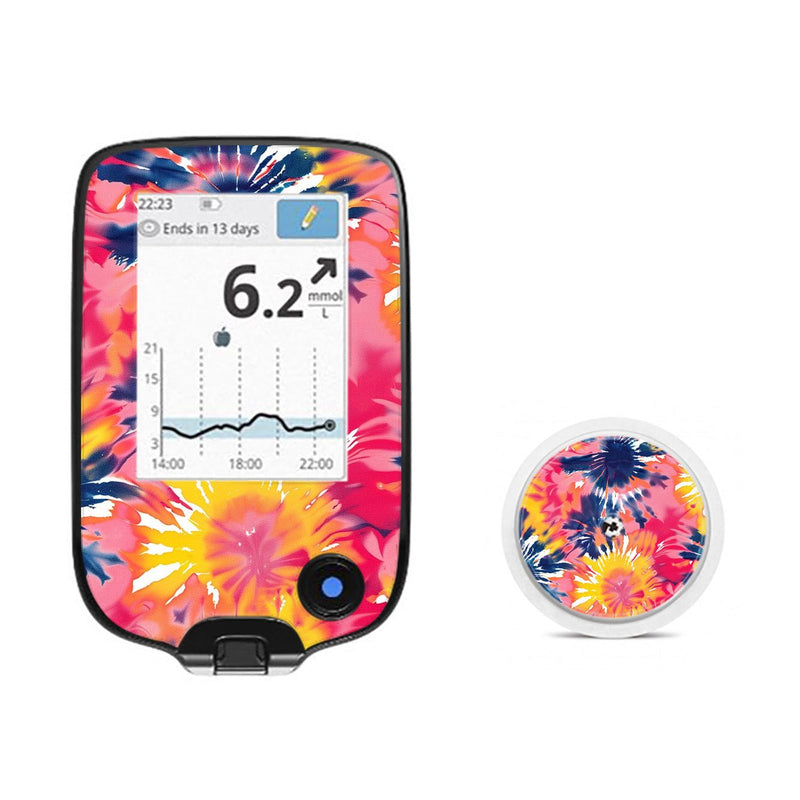 Peelz Summer Tie Dye Freestyle Libre 2 Peelz/Stickers White Smoke Receiver + Sensor,Sensor Only