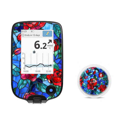 Peelz Crimson Blooms Freestyle Libre 2 Peelz/Stickers White Smoke Receiver + Sensor,Sensor Only