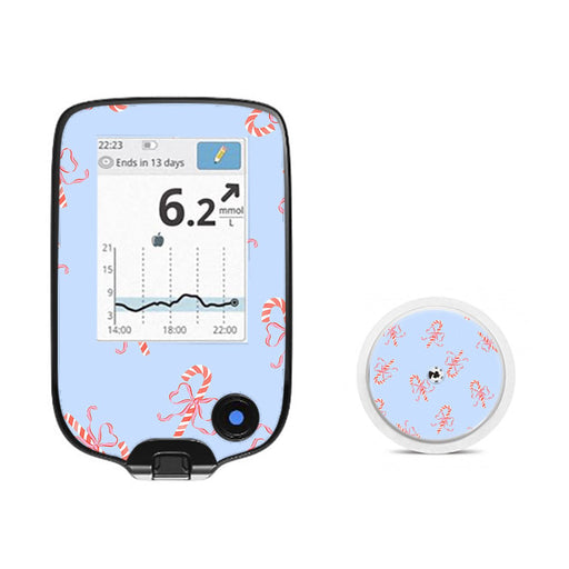 Peelz Candy Cane Lane Freestyle Libre 2 Sticker - Pump Peelz Peelz/Stickers White Smoke Receiver + Sensor