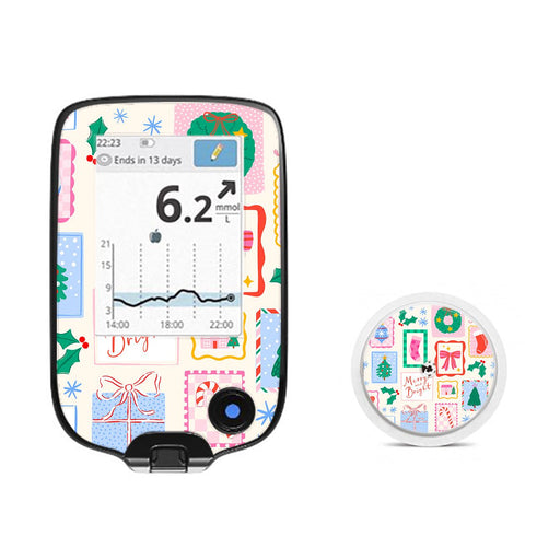 Peelz Holiday Greetings Freestyle Libre 2 Sticker - Pump Peelz Peelz/Stickers White Smoke Receiver + Sensor