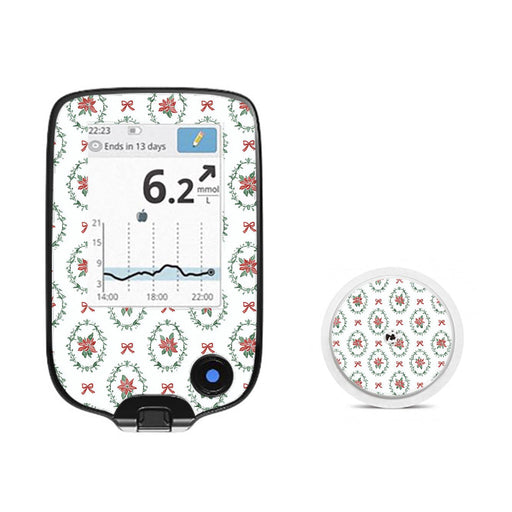 Peelz Poinsettia Parade Freestyle Libre 2 Sticker - Pump Peelz Peelz/Stickers White Smoke Receiver + Sensor