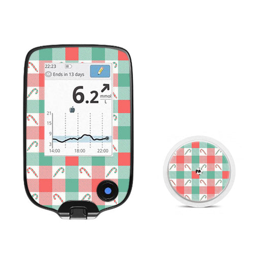 Peelz Peppermint Plaid Freestyle Libre 2 Sticker - Pump Peelz Peelz/Stickers White Smoke Receiver + Sensor