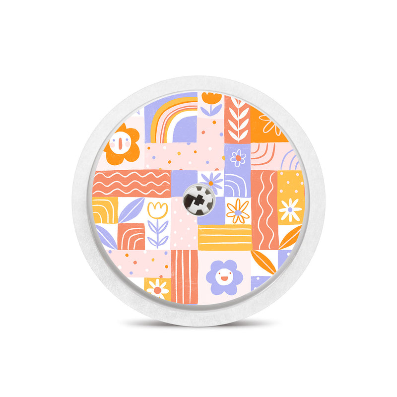 Peelz Wildflower Doodle Freestyle Libre 2 Sticker - Pump Peelz Peelz/Stickers White Smoke Receiver + Sensor,Sensor Only