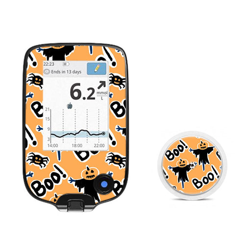 Peelz Pumpkin Boo Freestyle Libre 2 Sticker - Pump Peelz Peelz/Stickers White Smoke Receiver + Sensor,Sensor Only