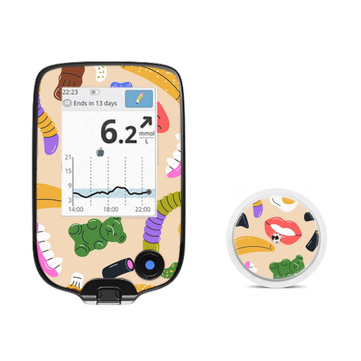 Peelz Candy Chaos Freestyle Libre 2 Sticker - Pump Peelz Peelz/Stickers White Smoke Receiver + Sensor,Sensor Only