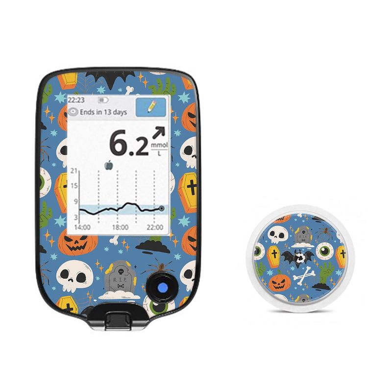 Peelz Spooky Night Freestyle Libre 2 Sticker - Pump Peelz Peelz/Stickers White Smoke Receiver + Sensor,Sensor Only