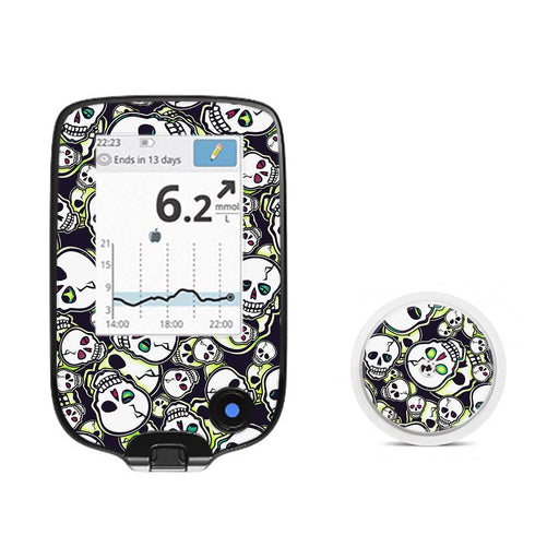 Peelz Bone Glow Freestyle Libre 2 Sticker - Pump Peelz Peelz/Stickers White Smoke Receiver + Sensor,Sensor Only