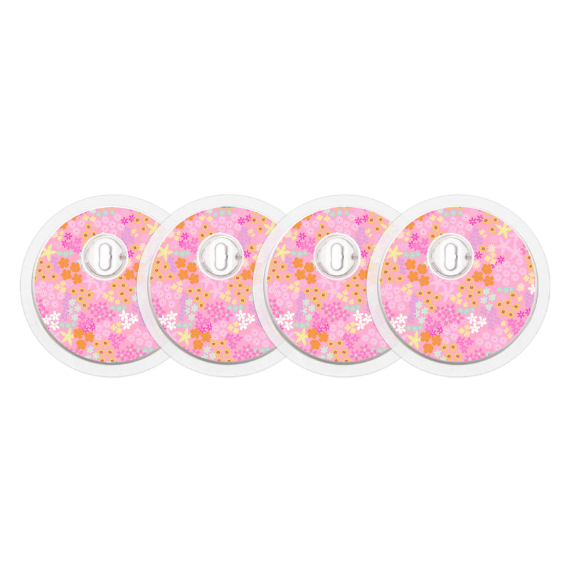 Peelz Pink Petals FreeStyle Libre 3 Plus & Lingo  Sensor Sticker - Pump Peelz Peelz/Stickers White Smoke 4-pack (Set of 4 Stickers)