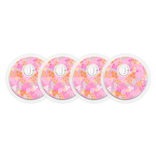 Peelz Pink Petals FreeStyle Libre 3 Plus & Lingo  Sensor Sticker - Pump Peelz Peelz/Stickers White Smoke 4-pack (Set of 4 Stickers)