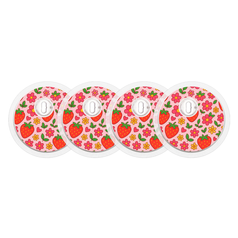 Peelz Strawberry Garden FreeStyle Libre 3 Plus & Lingo  Sensor Sticker - Pump Peelz Peelz/Stickers White Smoke 4-pack (Set of 4 Stickers)