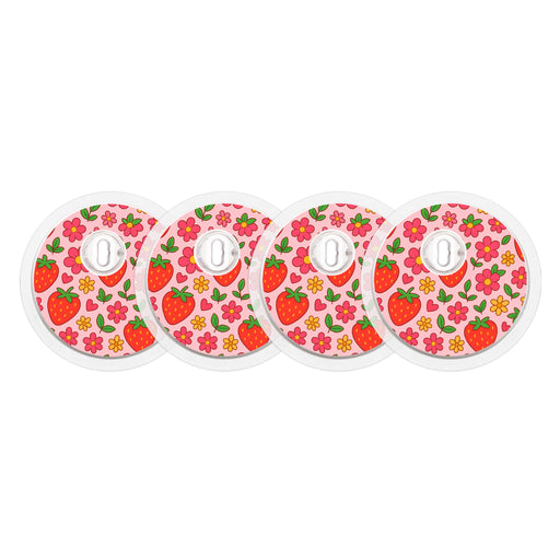 Peelz Strawberry Garden FreeStyle Libre 3 Plus & Lingo  Sensor Sticker - Pump Peelz Peelz/Stickers White Smoke 4-pack (Set of 4 Stickers)