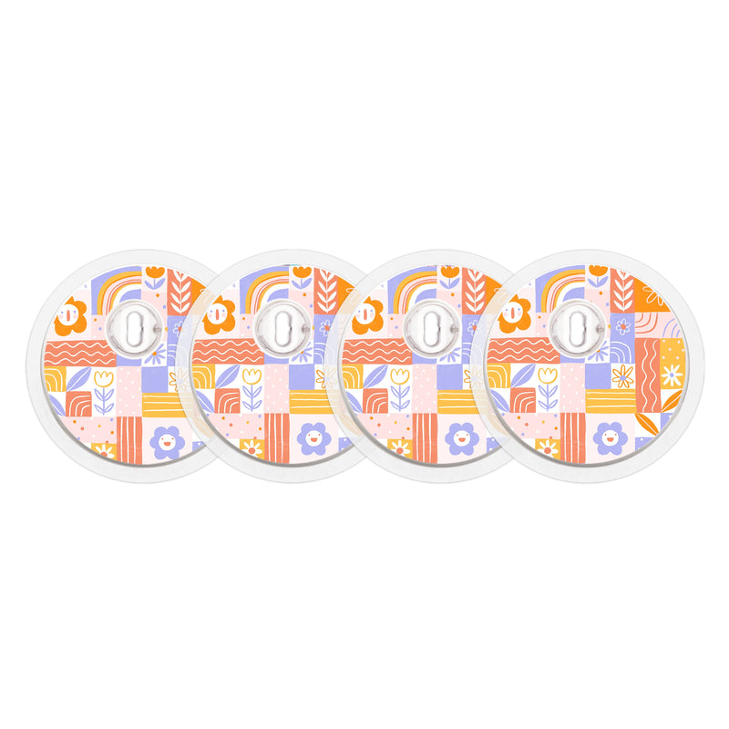 Peelz Wildflower Doodle FreeStyle Libre 3 Plus & Lingo  Sensor Sticker - Pump Peelz Peelz/Stickers White Smoke 4-pack (Set of 4 Stickers)
