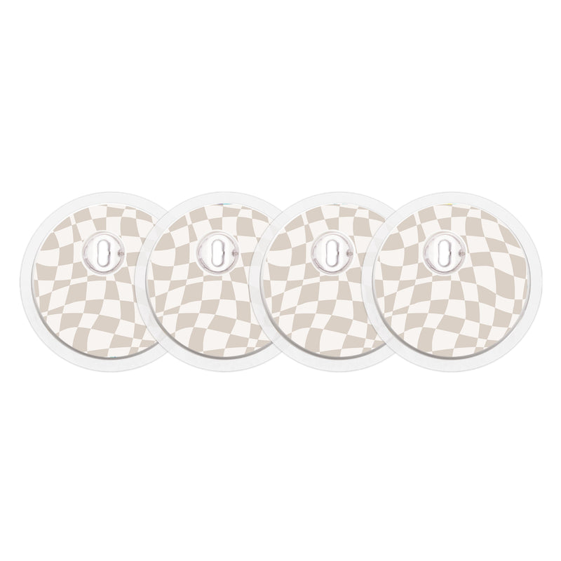 Peelz Creamy Check FreeStyle Libre 3 Plus & Lingo  Sensor Sticker - Pump Peelz Peelz/Stickers White Smoke 4-pack (Set of 4 Stickers)