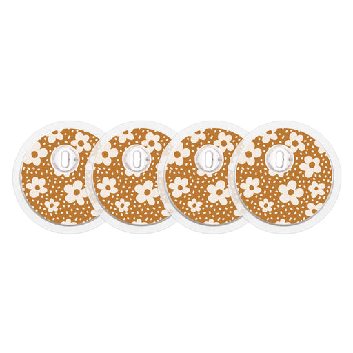 Peelz Caramel Daisies FreeStyle Libre 3 Plus & Lingo  Sensor Sticker - Pump Peelz Peelz/Stickers White Smoke 4-pack (Set of 4 Stickers)