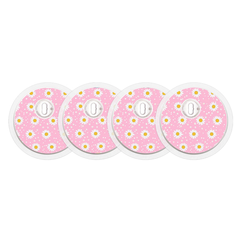 Peelz Spring Daisy FreeStyle Libre 3 Plus & Lingo  Sensor Sticker - Pump Peelz Peelz/Stickers Pink 4-pack (Set of 4 Stickers)