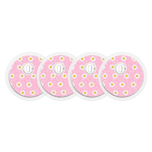 Peelz Spring Daisy FreeStyle Libre 3 Plus & Lingo  Sensor Sticker - Pump Peelz Peelz/Stickers Pink 4-pack (Set of 4 Stickers)