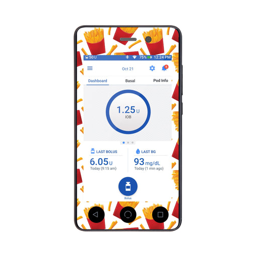 Peelz French Fries Sticker for Omnipod DASH® PDM – Pump Peelz Peelz/Stickers White Smoke Whole System Peelz (front + case)