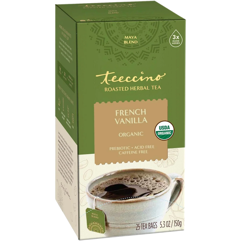 Teeccino French Vanilla Roasted Herbal Tea Herbal Tea Dark Olive Green 25 tea bags